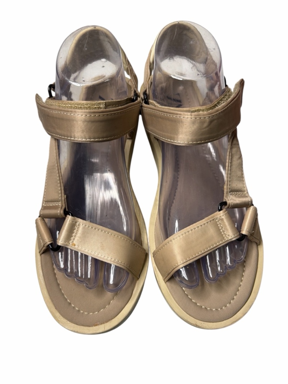 Zara Metallic Beige Strap Sandals strappy with cushion at the heel size 37